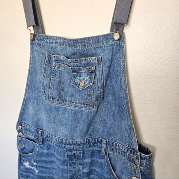 American Eagle | 90s Boyfriend Shortall Cotton Denim Overall Shorts, Womens XXL - Picture 7 of 10
